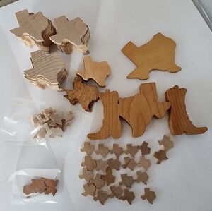 Texas shaped Craft lot wood blanks assorted sizes 71 total pc